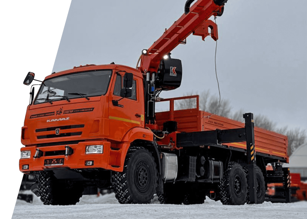 Бортовой КАМАЗ 43118 с КМУ Kanglim KS2056 и буровой установкой